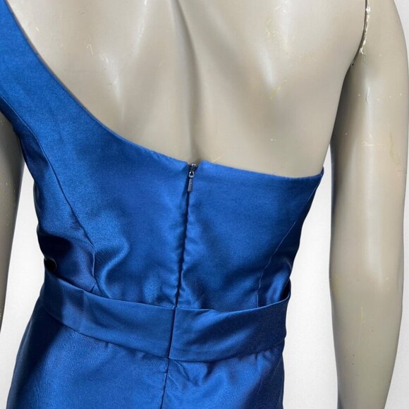 NOIR BY LAZARO Small One Shoulder Blue Party Dress Wedding Holiday Short Gown - Picture 5 of 8